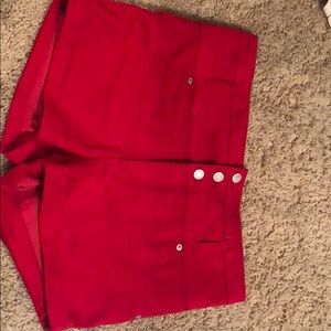 Red jean shorts